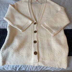 Free People Herringbone Kimono Ivory - Size Medium